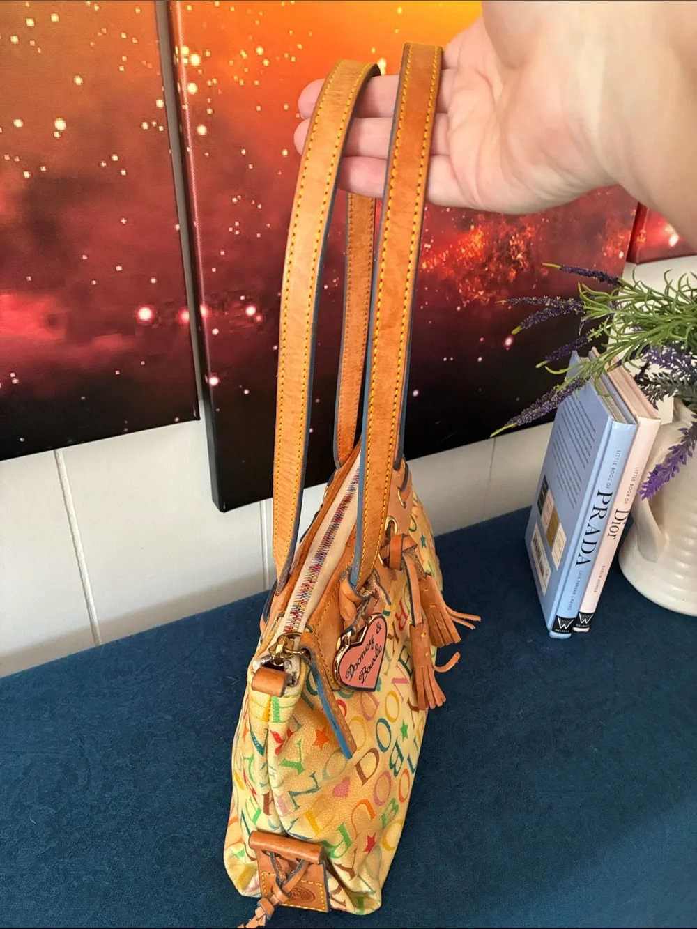 Vintage Dooney & Bourke Rainbow Monogram Satchel